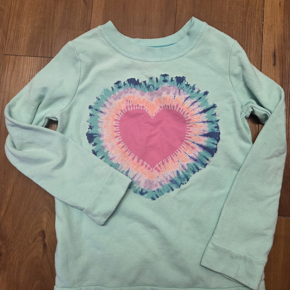 Cat & Jack Mint Green Long Sleeve with Heart Tie-Dye